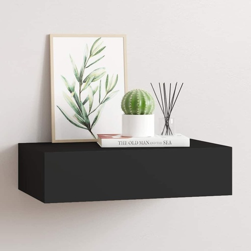  Wall-mounted Drawer Shelf Black 40x23.5x10cm MDF