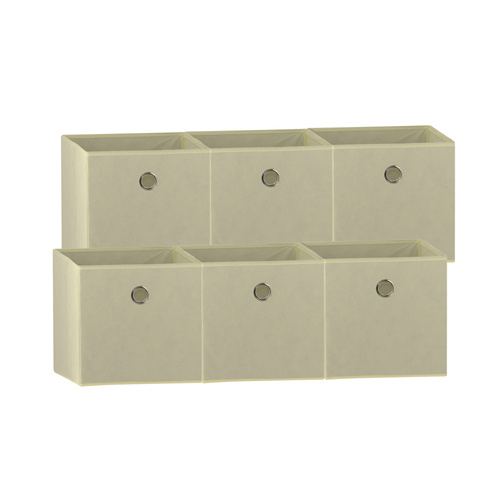 SORTI 33x37x33 CM White 6X Pack Foldable Folding Storage Cube Storage Box Bookcase Fabric Cube Toy Organiser