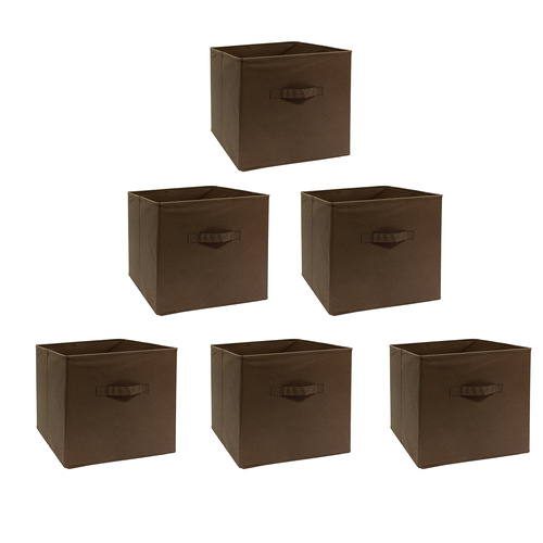 SORTI 33x37x33 CM BROWN 6X Pack Foldable Folding Storage Cube Storage Box Bookcase Fabric Cube Toy Organiser