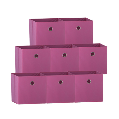 SORTI 33x37x33 CM Dark Pink 8X Pack Foldable Folding Storage Cube Storage Box Bookcase Fabric Cube Toy Organiser
