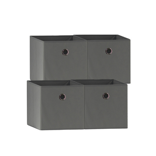 SORTI 33x37x33 CM Grey 4X Pack Foldable Folding Storage Cube Storage Box Bookcase Fabric Cube Toy Organiser