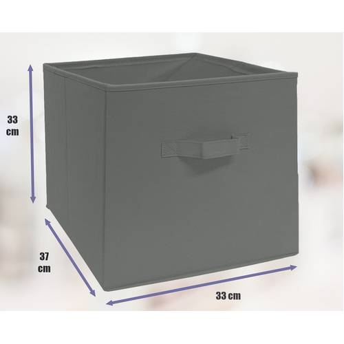 SORTI 33x37x33 CM Grey 6X Pack Foldable Folding Storage Cube Storage Box Bookcase Fabric Cube Toy Organiser