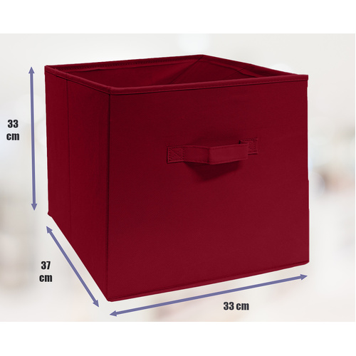 SORTI 33x37x33 CM RED Pack Foldable Folding Storage Cube Storage Box Bookcase Fabric Cube Toy Organiser