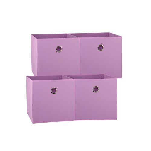 SORTI 33x37x33 CM Light Pink 4X Pack Foldable Folding Storage Cube Storage Box Bookcase Fabric Cube Toy Organiser