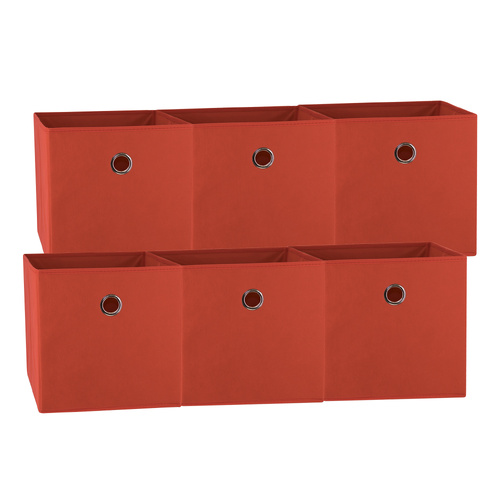 SORTI 33x37x33 CM Red 6X Pack Foldable Folding Storage Cube Storage Box Bookcase Fabric Cube Toy Organiser