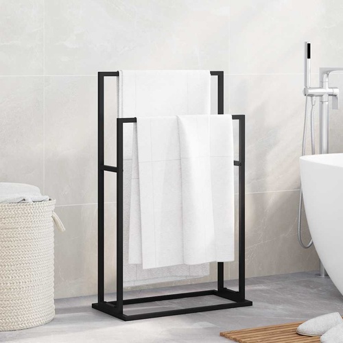  Freestanding Towel Rack Black 48x24x78.5 cm Iron