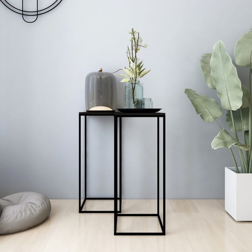  Side Tables 2 pcs Black Steel