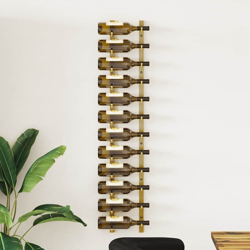  Wall Mounted Wine Rack for 12 Bottles Gold Iron