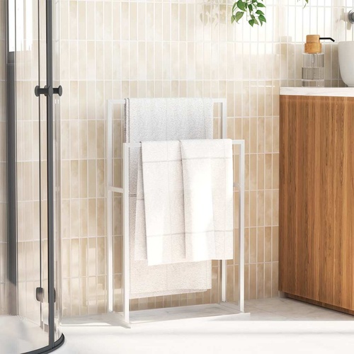  Freestanding Towel Rack White 48x24x78.5 cm Iron