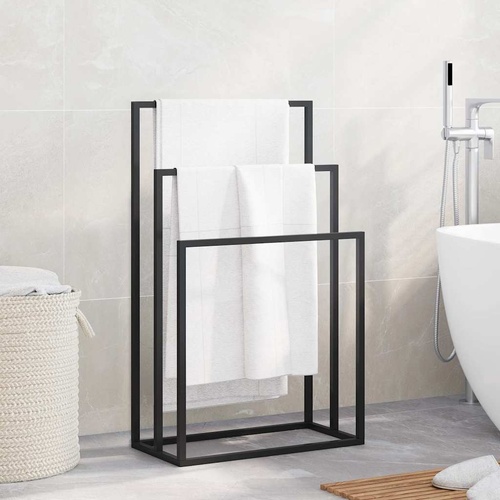  Freestanding Towel Rack Black 48x24x79 cm Iron