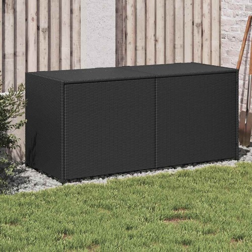  Garden Storage Box Black 283L Poly Rattan