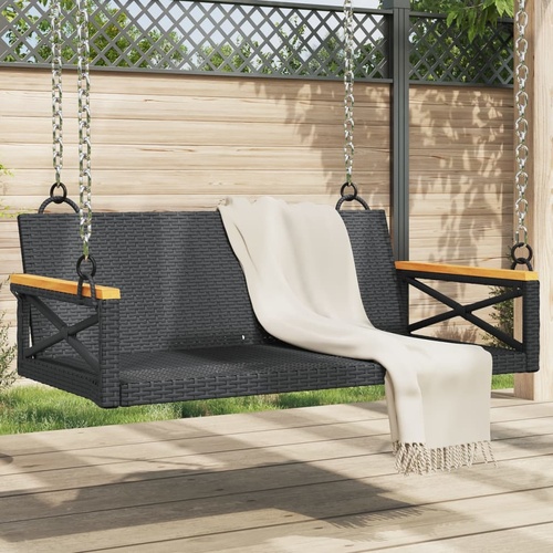  Swing Bench Black 109x62x40 cm Poly Rattan