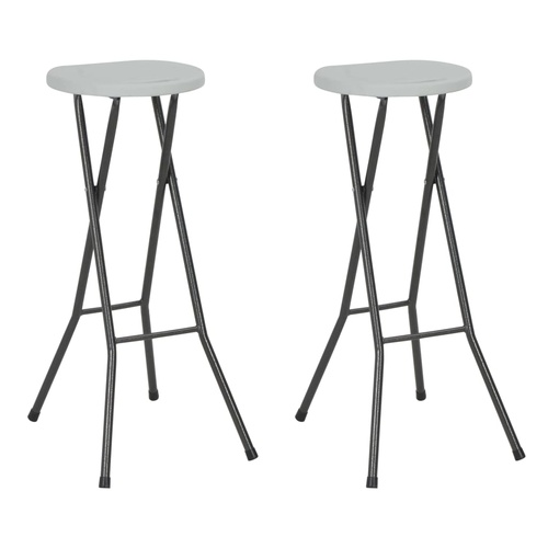  Folding Bar Stools 2 pcs HDPE and Steel White