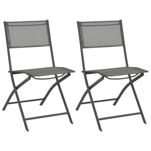  Folding Outdoor Chairs 2 pcs Steel and Textilene