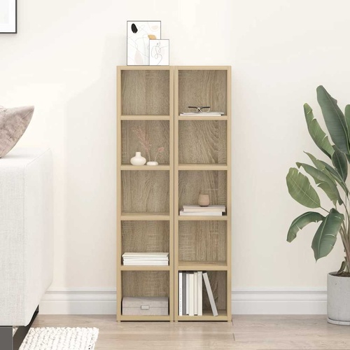  CD Cabinets 2 pcs Sonoma Oak 21x16x93.5 cm Engineered Wood