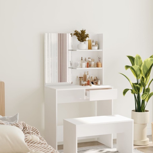  Dressing Table with Mirror White 74.5x40x141 cm