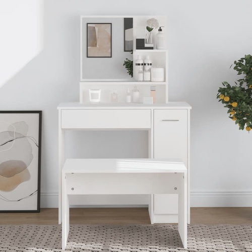  Dressing Table with Mirror White 86.5x35x136 cm