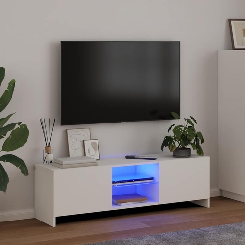  TV Cabinet with LED Lights White 120x30x36 cm