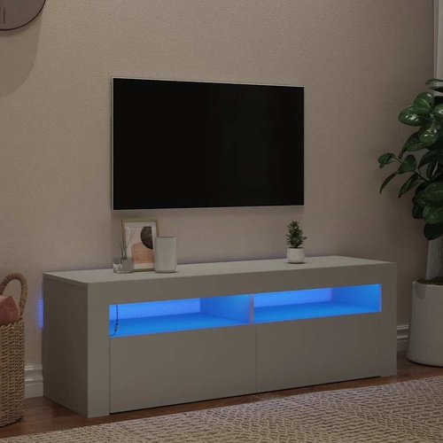  TV Cabinet with LED Lights White 120x35x40 cm