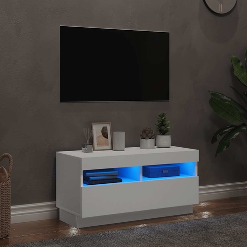  TV Cabinet with LED Lights White 80x35x40 cm