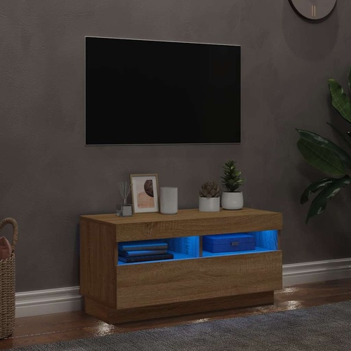  TV Cabinet with LED Lights Sonoma Oak 80x35x40 cm