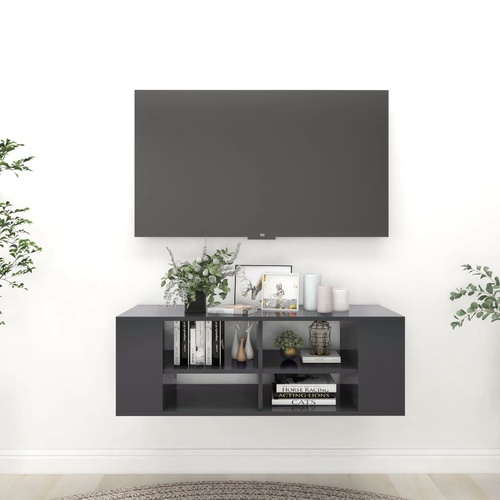  Wall-Mounted TV Cabinet Grey 102x35x35 cm Engineered Wood