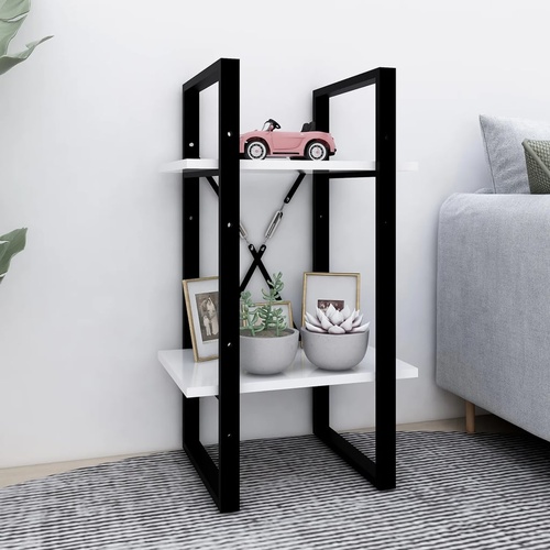  2-Tier Book Cabinet White 40x30x70 cm Engineered Wood