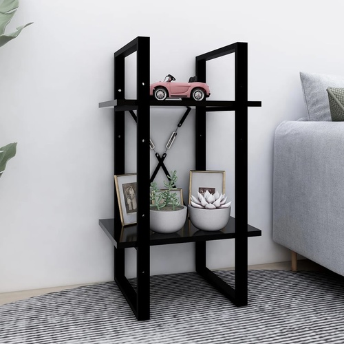  2-Tier Book Cabinet Black 40x30x70 cm Engineered Wood