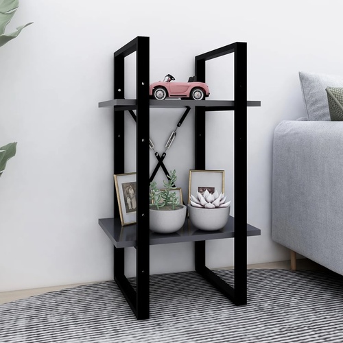  2-Tier Book Cabinet Grey 40x30x70 cm Engineered Wood