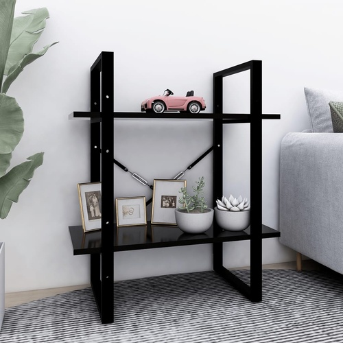  2-Tier Book Cabinet Black 60x30x70 cm Engineered Wood