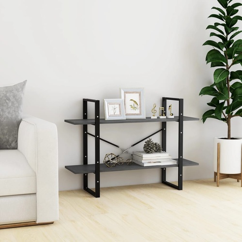 2-Tier Book Cabinet Grey 100x30x70 cm Solid Pine Wood