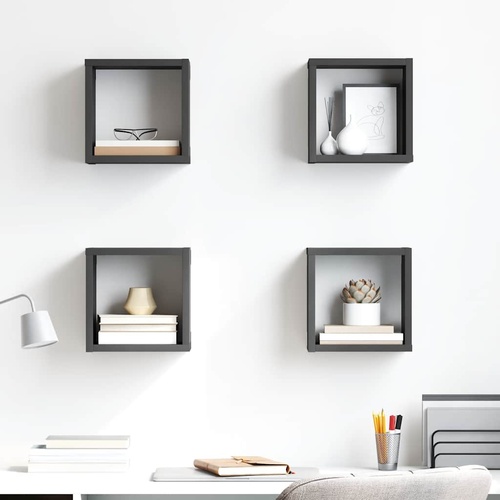  Wall Cube Shelves 4 pcs Grey 22x15x22 cm