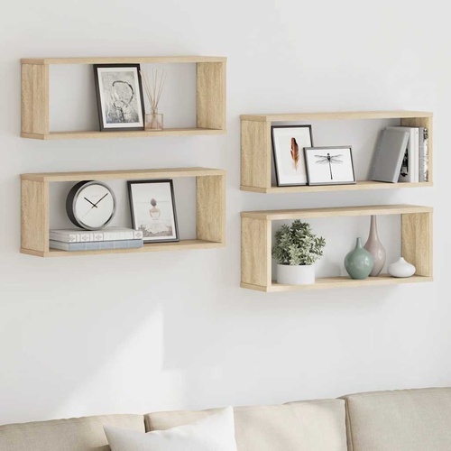  Wall Cube Shelves 4 pcs Sonoma Oak 60x15x23 cm Engineered Wood