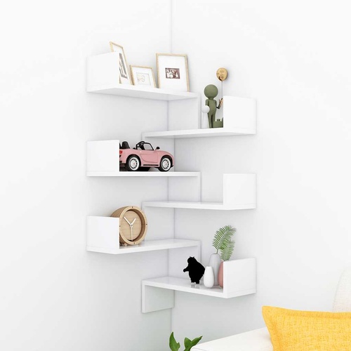 Wall Corner Shelves 2 pcs White 40x40x50 cm Engineered Wood