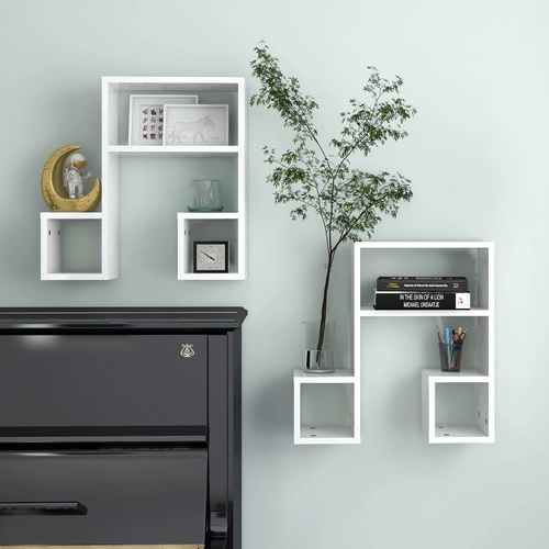  Wall Shelves 2 pcs High Gloss White 50x15x50 cm Engineered Wood