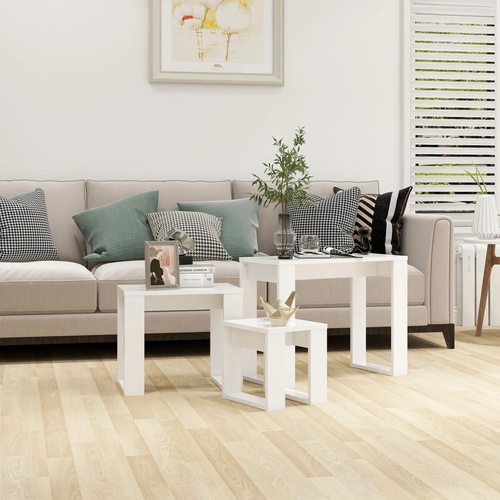  Nesting Tables 3 pcs White Engineered Wood