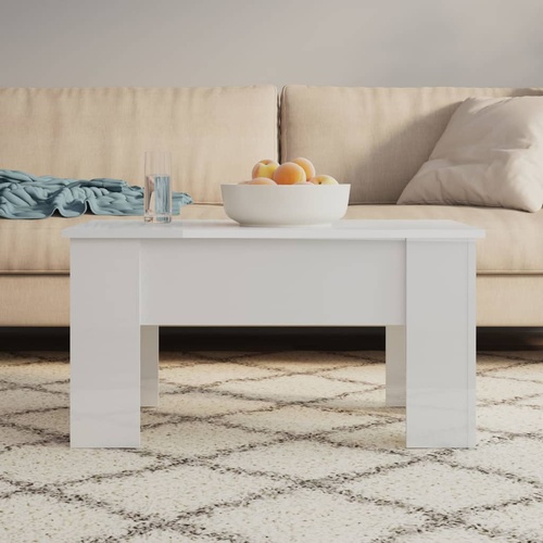 Coffee Table High Gloss White 79x49x41 cm Engineered Wood