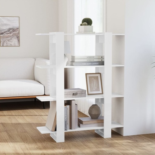  Book Cabinet/Room Divider High Gloss White 100x30x123.5 cm
