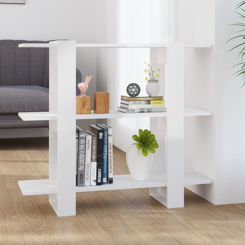  Book Cabinet/Room Divider High Gloss White 100x30x87 cm