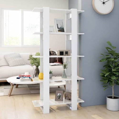  Book Cabinet/Room Divider High Gloss White 80x30x160 cm