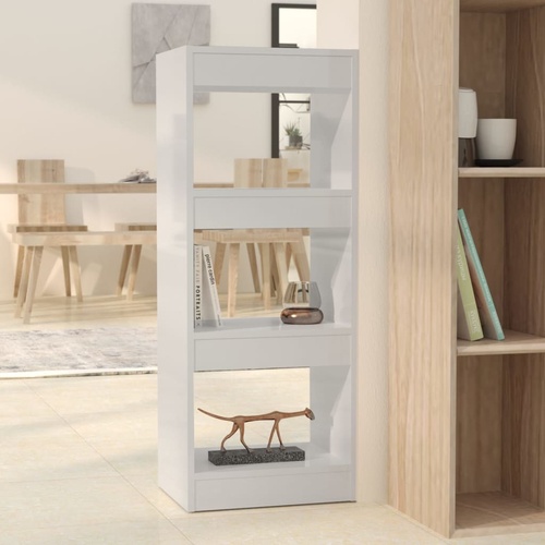  Book Cabinet/Room Divider High Gloss White 40x30x103 cm Engineered Wood