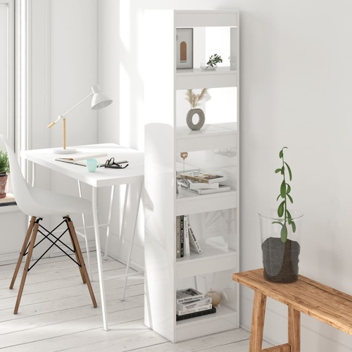  Book Cabinet/Room Divider High Gloss White 40x30x166 cm