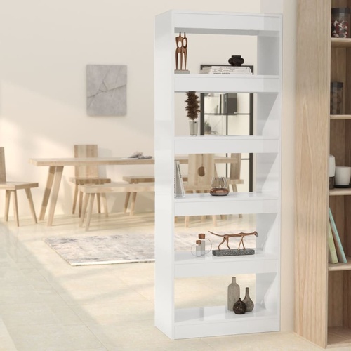  Book Cabinet/Room Divider High Gloss White 60x30x166 cm Engineered Wood