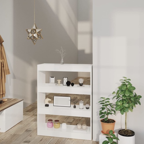  Book Cabinet/Room Divider High Gloss White 80x30x103 cm Engineered wood