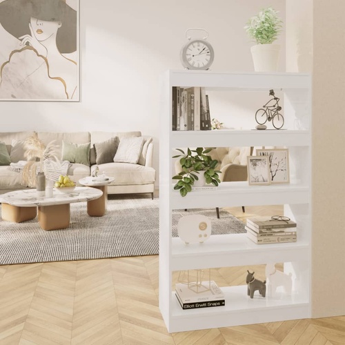  Book Cabinet/Room Divider High Gloss White 80x30x135 cm Engineered Wood