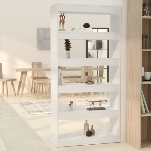  Book Cabinet/Room Divider High Gloss White 80x30x166 cm Engineered Wood