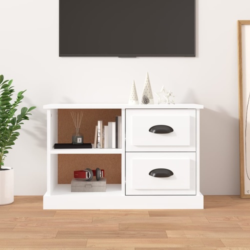 TV Cabinet High Gloss White 73x35.5x47.5 cm Engineered Wood