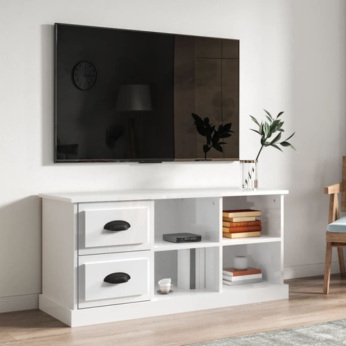  TV Cabinet High Gloss White 102x35.5x47.5 cm Engineered Wood