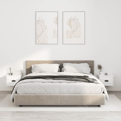  Wall-mounted Bedside Cabinets 2 pcs High Gloss White 41.5x36x28cm