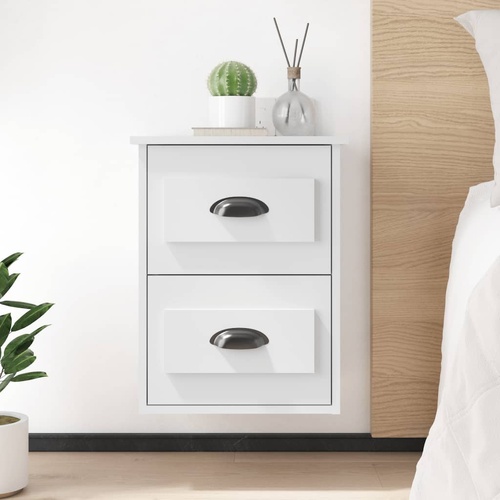  Wall-mounted Bedside Cabinets 2 pcs White 41.5x36x53cm